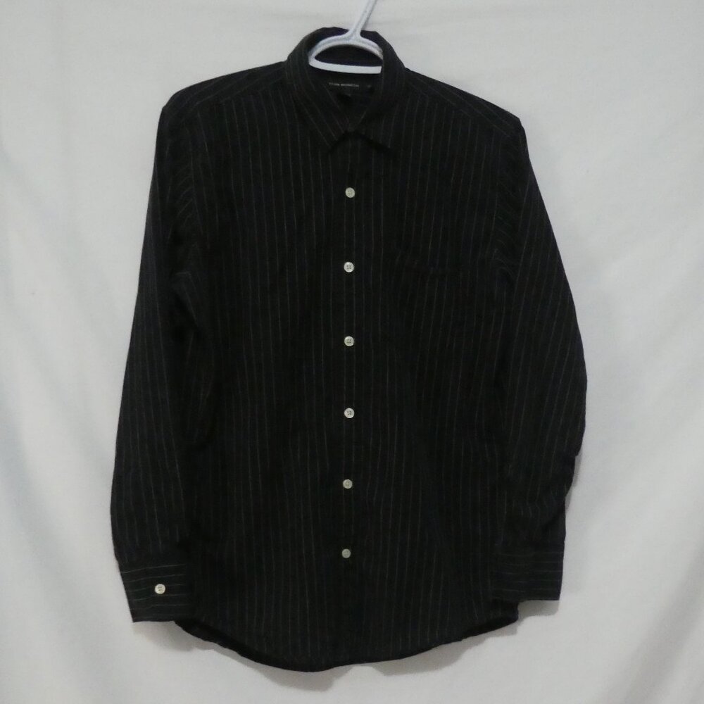 CLUB MONACO | small | Black Striped Button-Up Cotton Casual - Dress Shirt